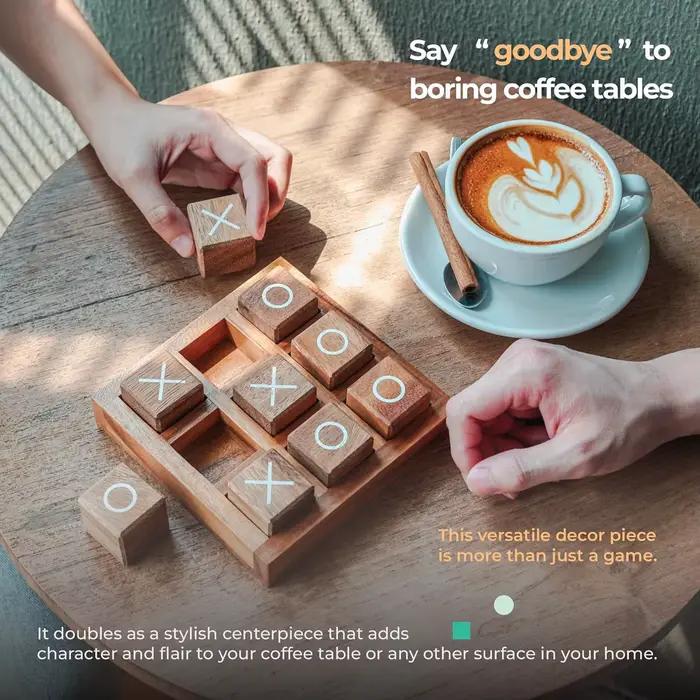 Ensemble de jeu tic tactoe en bois classique