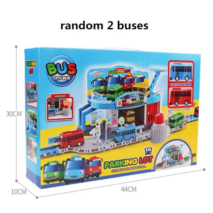 Jouet d'anime coréen : Le petit garage de bus, puzzle à assembler, circuit de transport, station-service, parking avec 2 modèles de bus Tayo