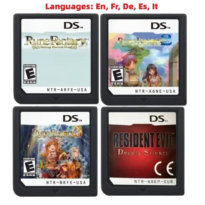 Cartouche de jeu NDS, Rune Factory A Fantasy Harvest Moon, Cartouche de jeu Deadly Silence, Langues : En, Fr, De, Es, It
