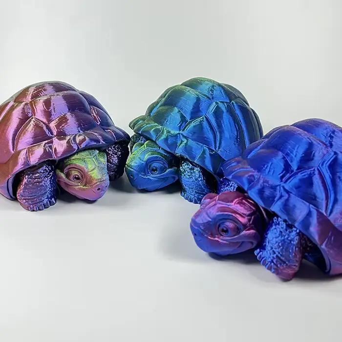Jouets d'animaux de tortues College en 3D, décorations de voiture de chambre à la maison, décorations de bureau, mouvement libre des articulations, articulations mobiles