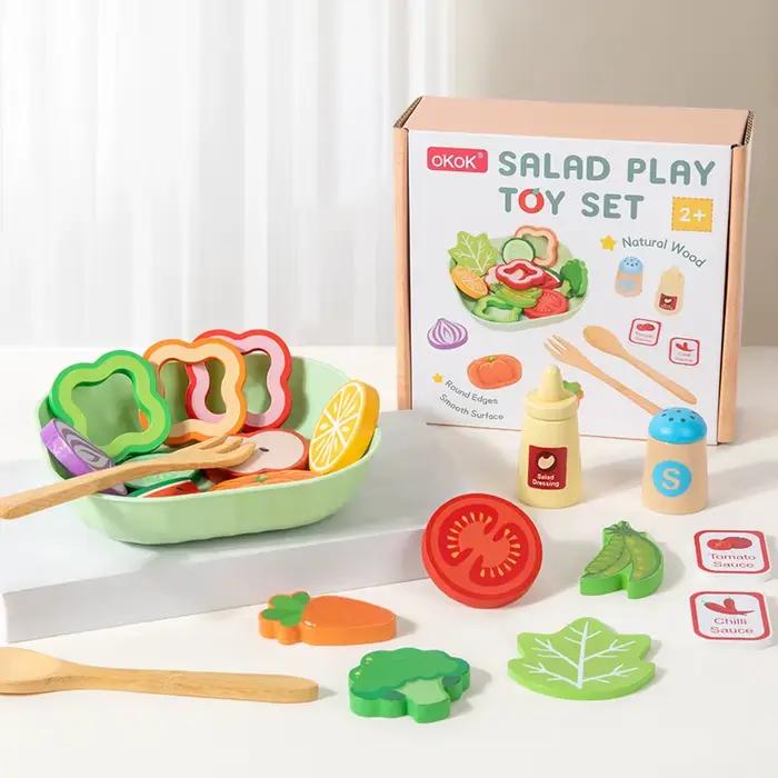 Ensemble de jouets de simulation en bois pour salade