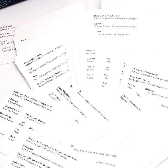 Jeu de cartes de questions amusantes