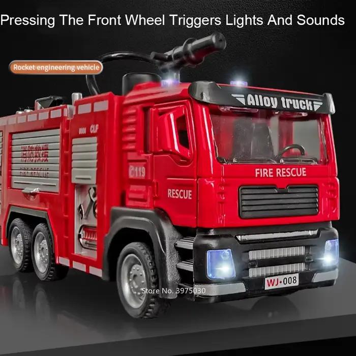 Modèle de jouet de voiture de pompier avec échelle sonore et lumineuse