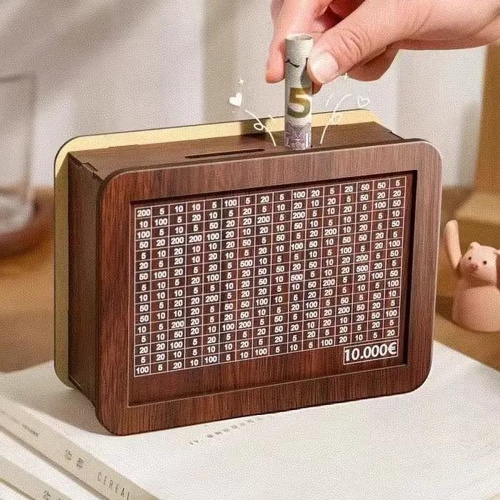 Tirelire en bois réutilisable pour enfants