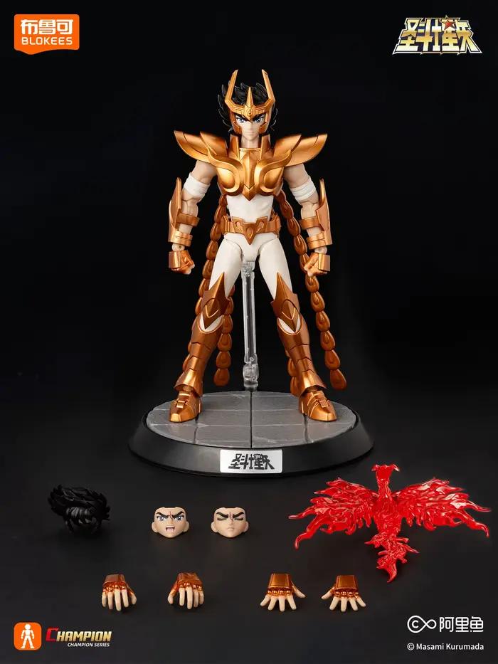 BLOKEES Original Gold Saint Seiya Gemini SAGA Phoenix Ikki Draco Pegasus CHAMPION CLASS Figurine d'action Modèle à assembler Jouets Cadeau