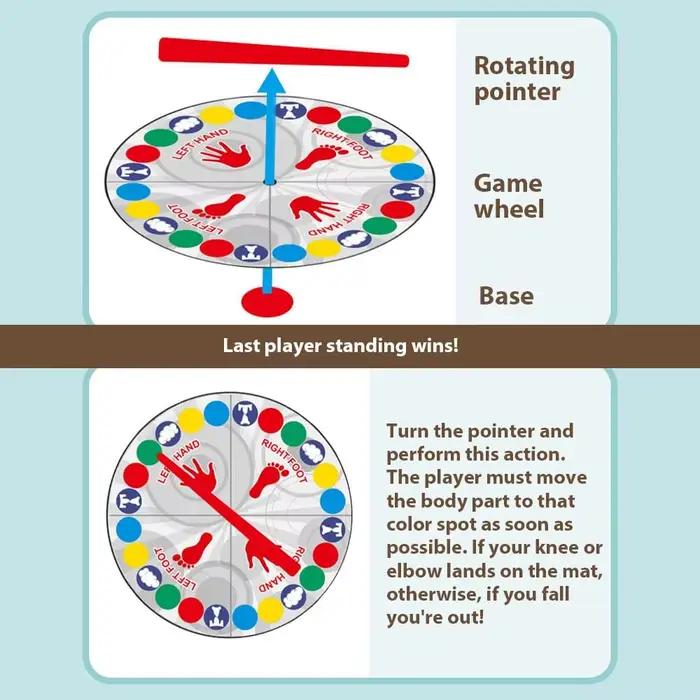 Twister Game Twister Funny Balance Jeux de fête en famille avec tapis de jeu de sol Spinner