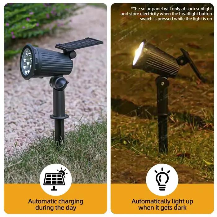 Spot Lumineux Solaire à 9 LED, Imperméable Conforme à la Norme IP65, Éclairage d'Extérieur RGB, Luminosité Réglable, Idéal pour un Jardin, une Cour ou des Palmiers