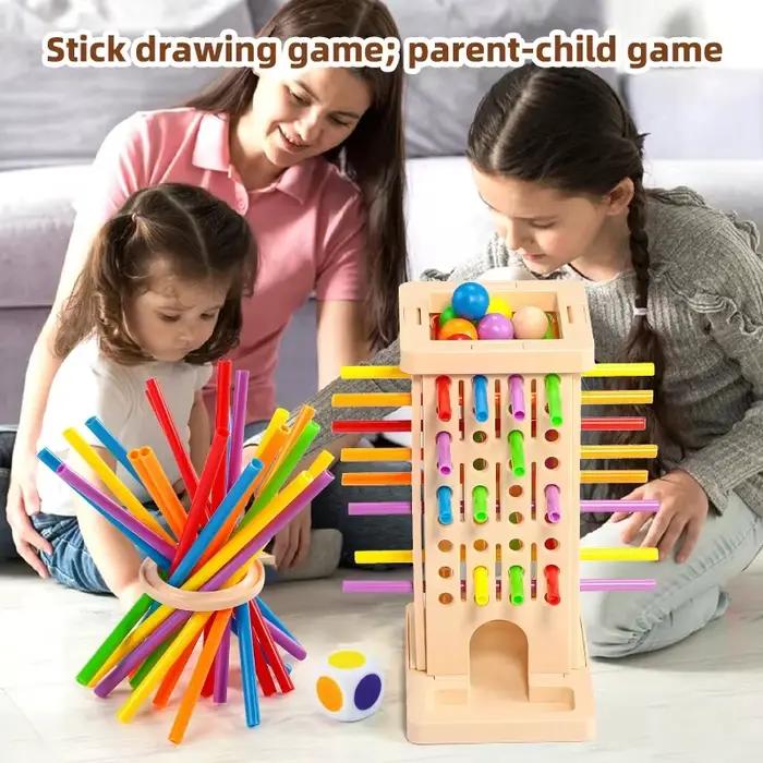 Jeu de tirage de bâtonnets Montessori - Jouet coloré pour développer la motricité fine