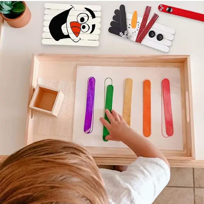 Bâtonnets d'artisanat en bois, bâtonnets de crème glacée, bâtonnets de popsicle, adaptés à la construction de modèles pour enfants, artisanat et création de projets d'artisanat en bois
