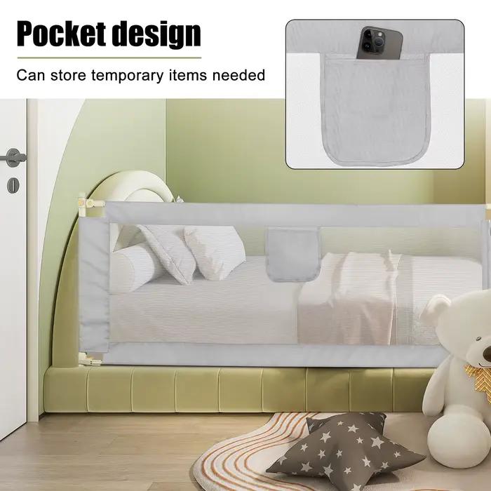 Barrière de lit en fer réglable en hauteur pour enfants 7-12 mois anti-chute filet aéré stable et facile à monter occasions spéciales chambre à coucher