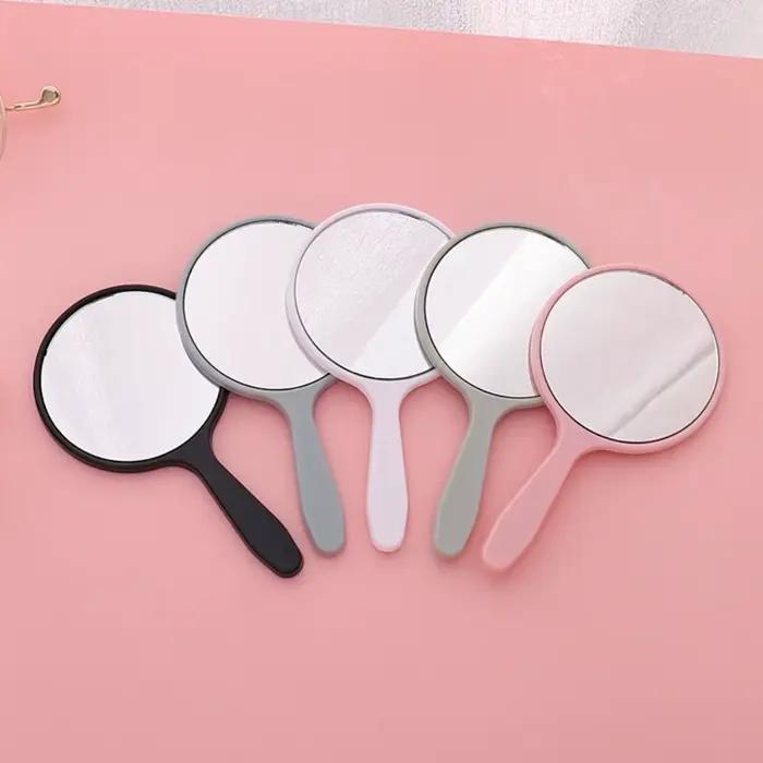 Miroir de maquillage créatif à faire soi-même, petit miroir rond Anti-chute avec poignée, miroir Portable pour la maison