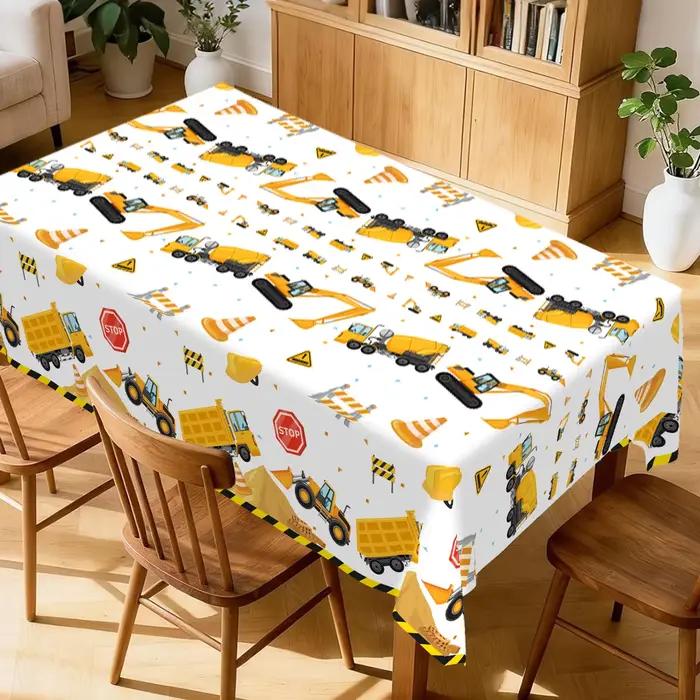Nappe jetable en plastique à motif de camion excavateur
