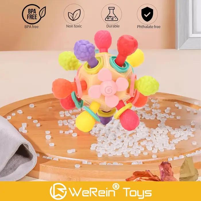 Jouet de boule tenu dans la main Manhattan de Gel de dents de bébé pour les nourrissons et les tout-petits jouet en peluche à mâcher avec conception en Silicone souple