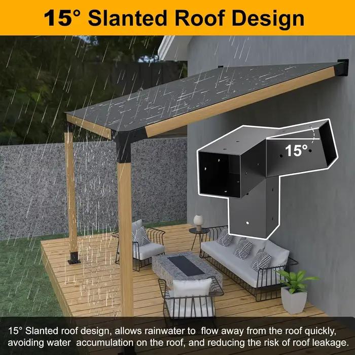 Heavy 15 °   Kit de supports pour pergola à toit incliné pour bois carré de 90*90 mm