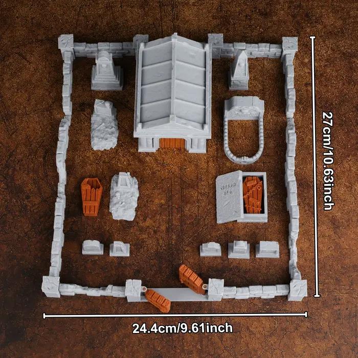 Ensemble de terrain miniature pour cimetière RPG | Tombes et clôtures - Compatibles