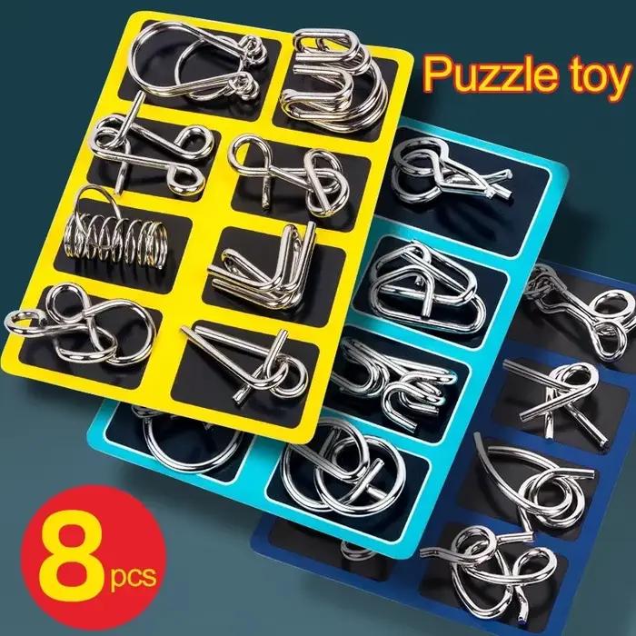 8 pièces/ensemble métal Montessori Puzzle fil esprit casse-tête Puzzles enfants adultes jeu interactif soulageant jouet 