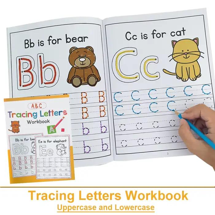 Cartes de traçage A-Z, cahier d'exercices d'écriture et de coloriage majuscules et minuscules