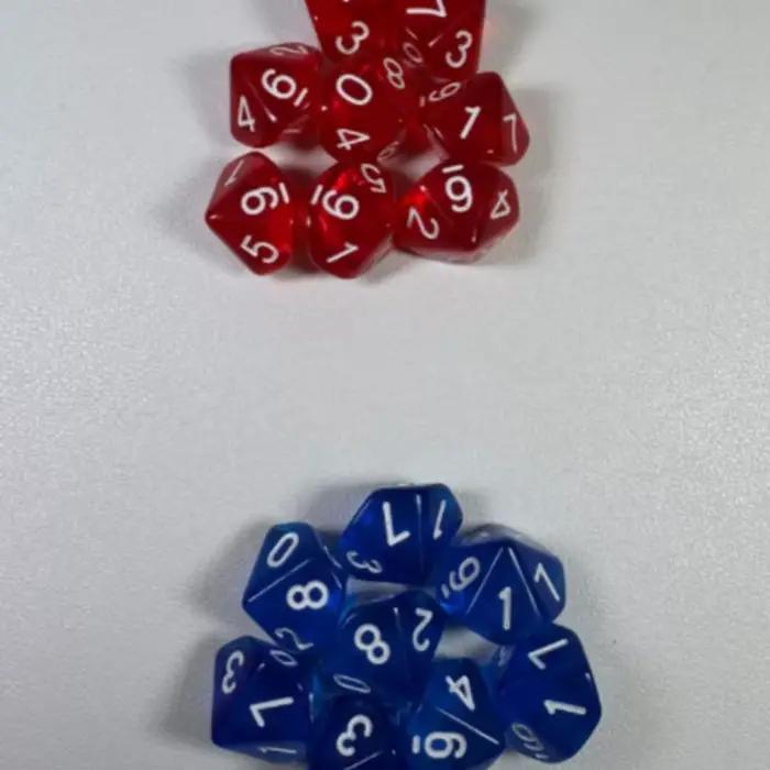 7 pièces/ensemble de dés numérotés à 10 faces de 1 à 10