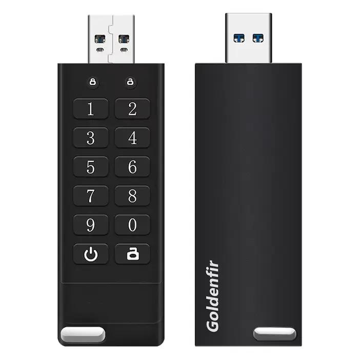 Clé USB cryptée Goldenfir 32 Go 64 Go 128 Go 256 Go avec verrouillage par clavier et code, disque USB sécurisé et confidentiel
