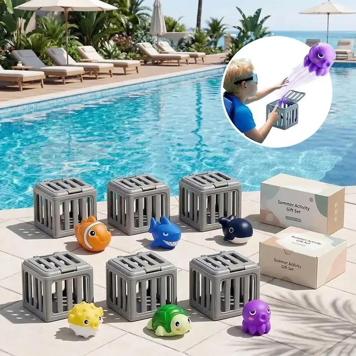 Ensemble de jouets de bain pour tout-petits avec boîte à poissons
