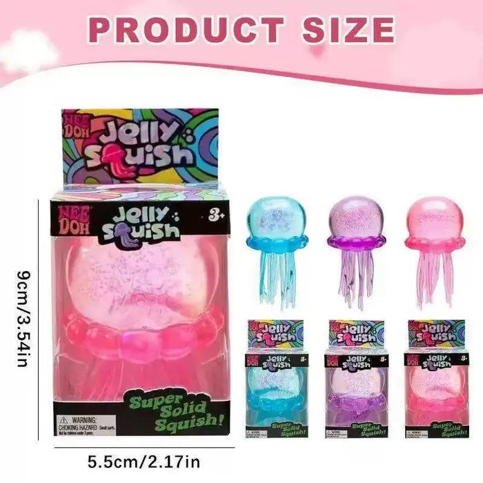 Méduse Douce à Presser Needoh Fuzz Ball Smile Jouet Anti-Stress et Anti-Anxiété Étanche pour Activités Aquatiques Occasions Spéciales