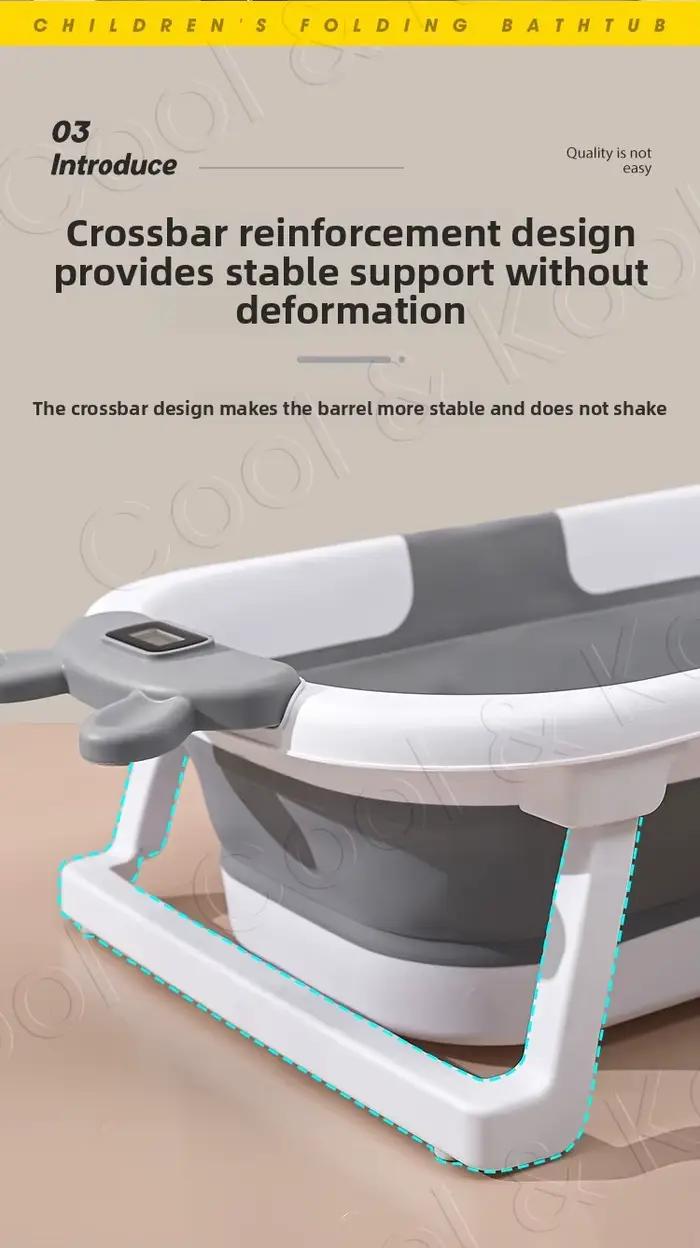 Baignoire pliable en silicone pour bébé avec capteur de température