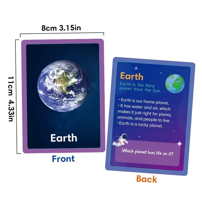 Cartes flash anglaises du système solaire, 15 pièces, pour enfants et bébés, planètes spatiaux Double face, astronomie, Science, cartes d'apprentissage éducatif