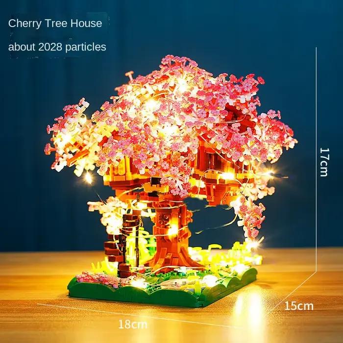 Ensemble de blocs de construction d'arbre bonsaï cerisier