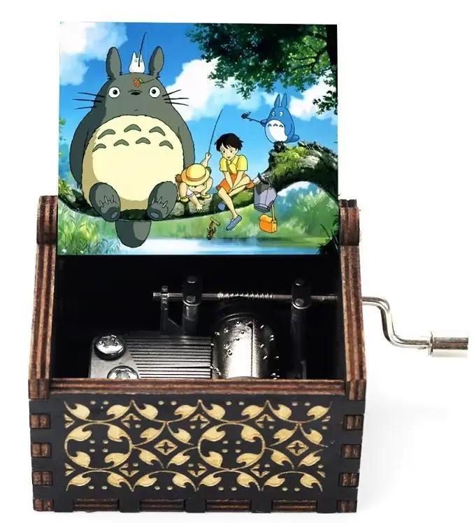 Boîte à musique Antique en bois sculpté à manivelle, boîte à musique Totoro, figurine, cadeau de noël et d'anniversaire, offre spéciale, 2026