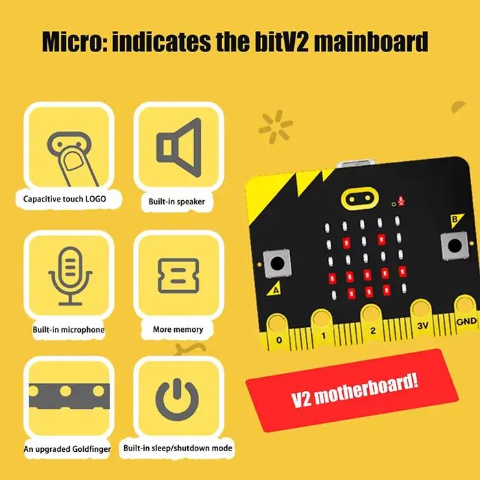 Nouvelle carte de développement DIY BBC Micro:bit V2 Go Edition pour enfants, BBC Micro:bit V2.0