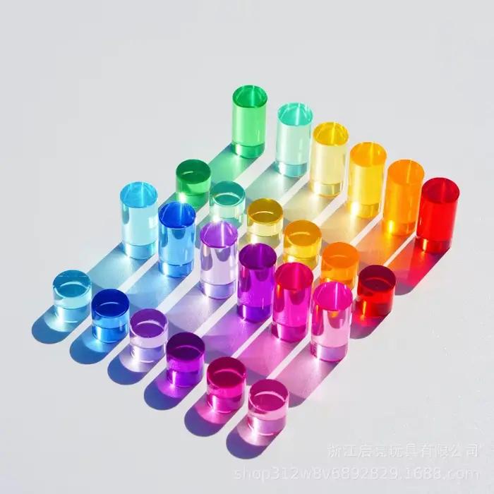 Blocs de construction en bois créatifs, bloc de construction Transparent en cristal acrylique, blocs de construction empilables, jouets d'éducation précoce, cadeaux