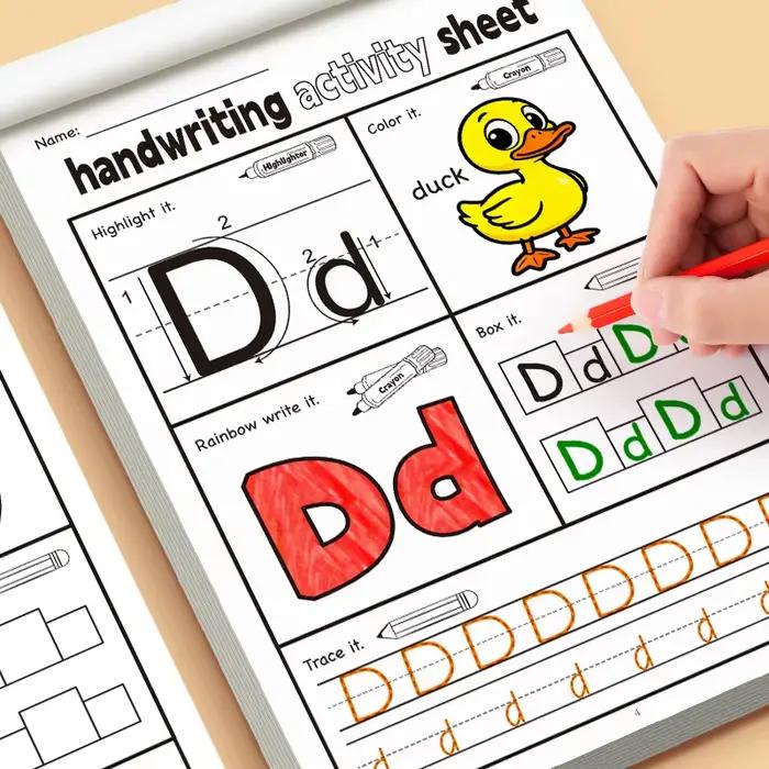 Cahier d'activités amusants, cahier d'exercices d'écriture avec lettres anglaises, contenant des Illustrations amusantes pour enfants, 5 Types de jeux interactifs