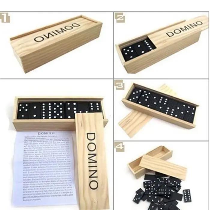 28 pièces/ensemble jeux de société dominos en bois voyage jeu de Table drôle jouets