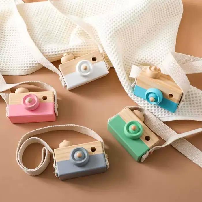 Caméra de mode en bois jouets pour bébé pendentif bloc