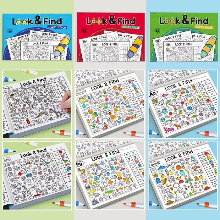 Livre d'activités à regarder et à trouver pour enfants avec des objets cachés