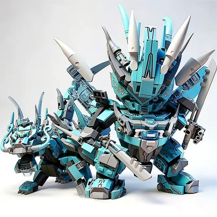 Blocs de construction Mecha Dragon Azure 2 en 1