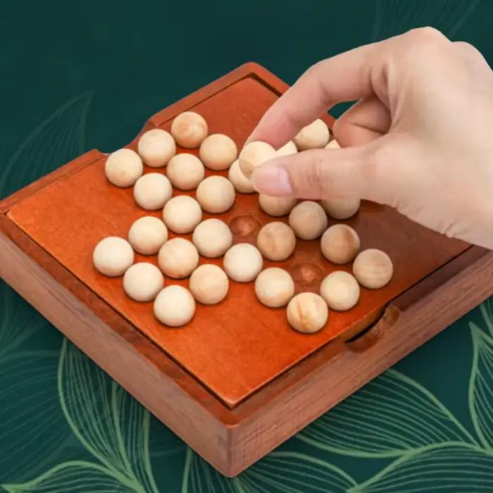 1 jeu de solitaire classique en bois, jeu de société éducatif pour enfants