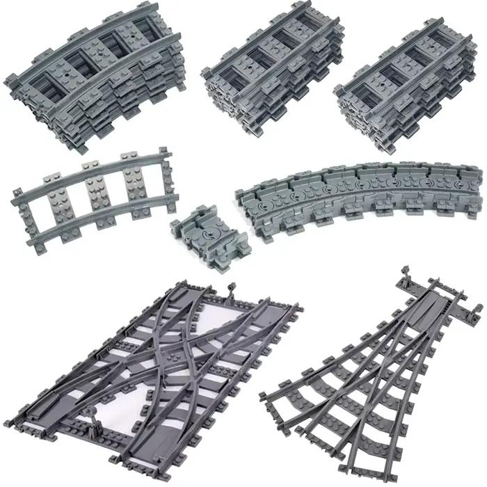 Nouveaux Trains de ville pistes flexibles rails incurvés droits et souples interrupteur bloc de construction modèles créatifs voies ferrées jouets pour enfants cadeaux