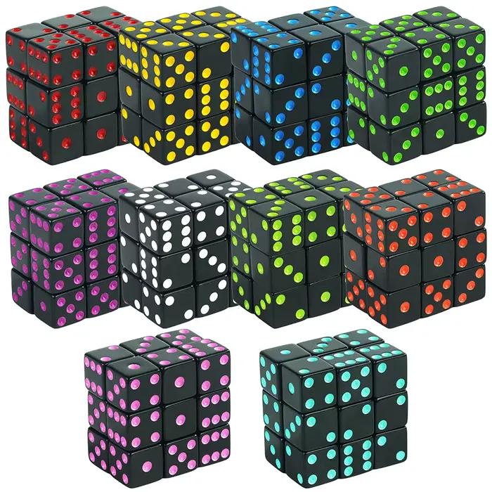 Dés d'angle carrés à 6 faces 16 mm D6 avec points standard pour jeux de société