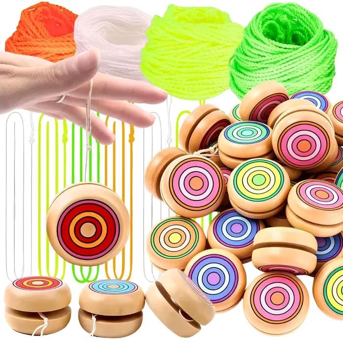 1/2 yoyo en bois de couleur aléatoire et 10/20 cordes de rechange