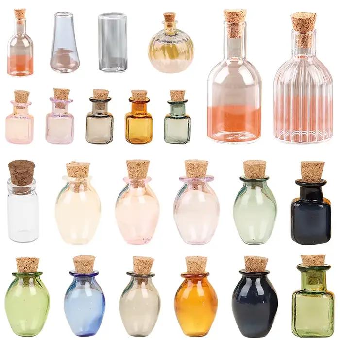 1/2/3/10PCS 1:12 Dollhouse Miniature Mini Bouteille En Verre Couvercle En Liège Rikiki Flacons Modèle Poupée Accessoires