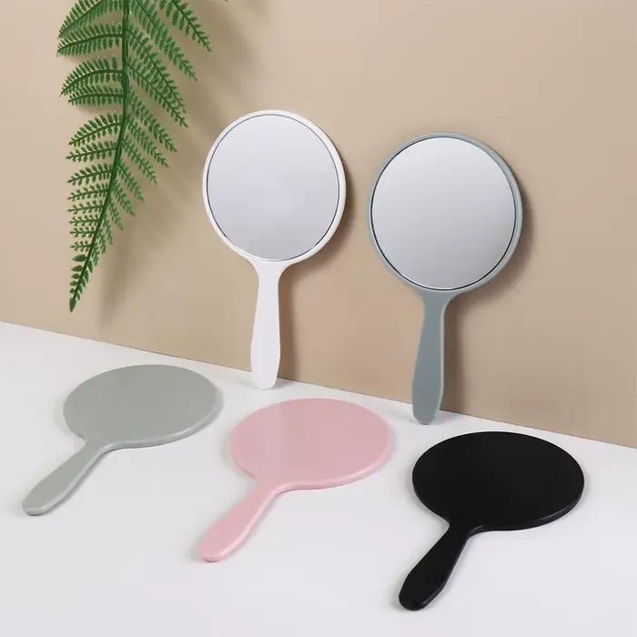Miroir de maquillage créatif à faire soi-même, petit miroir rond Anti-chute avec poignée, miroir Portable pour la maison