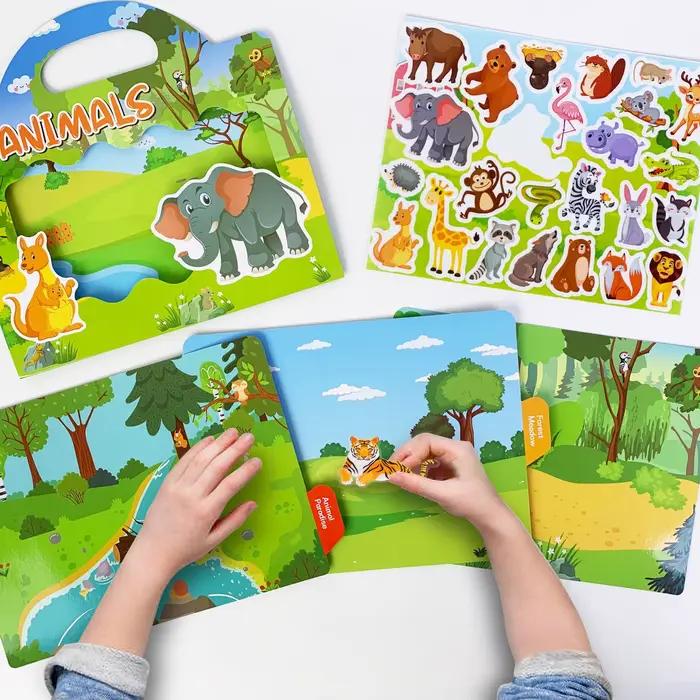 Nouveaux enfants scène réutilisable autocollants mignons bricolage Puzzle autocollant jeux livres dessin animé Animal