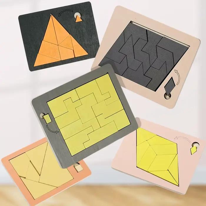 Puzzles géométriques en bois défi Impossible combustion du cerveau décompression qi esprit casse-tête pour adultes enfants
