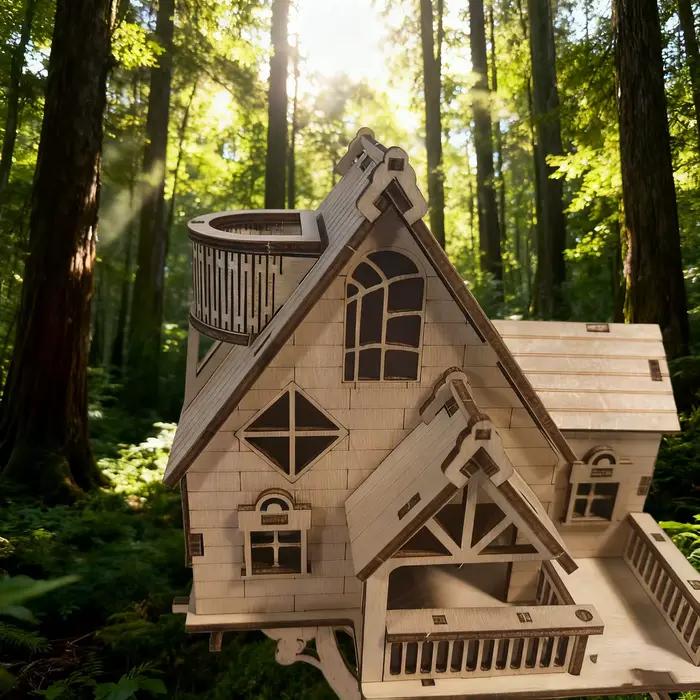Kit de modèle de maison en bois en forme d'arbre