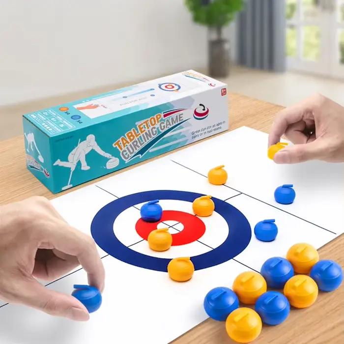 Jeu de curling de table avec rouleaux et rondelles de shuffleboard pour enfants et adultes occasions familiales et sociales