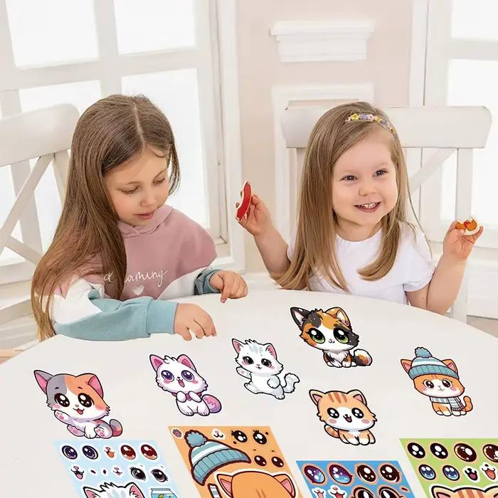 Autocollants Puzzle chat dessin animé Kawaii