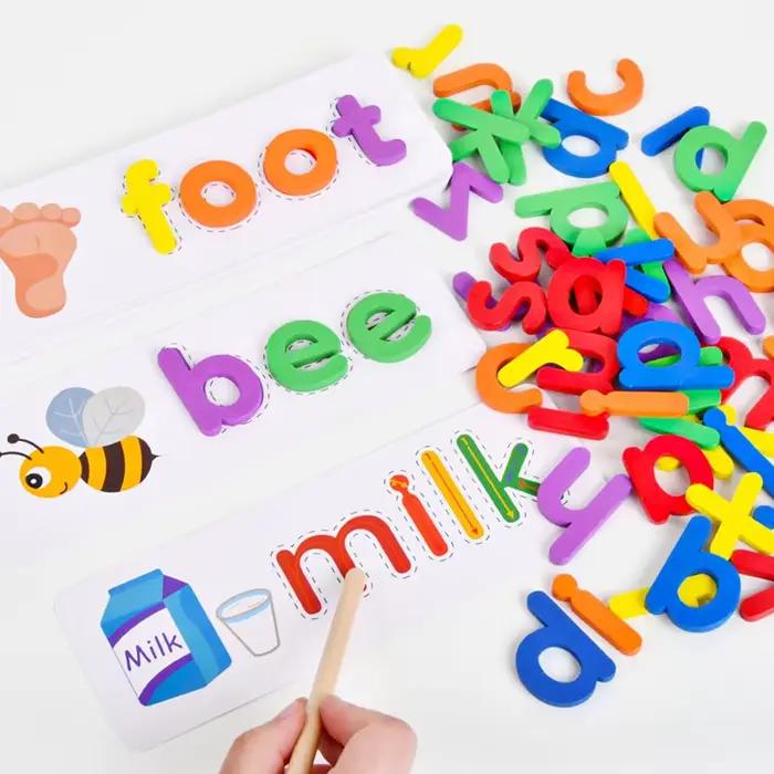 26 cartes de cognition des lettres anglaises, jeu d'orthographe et d'association, jouets éducatifs pour enfants, jeu de table