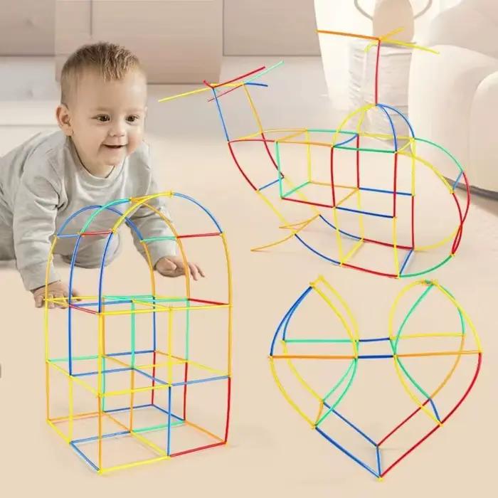 Jouets de construction de paille en plastique