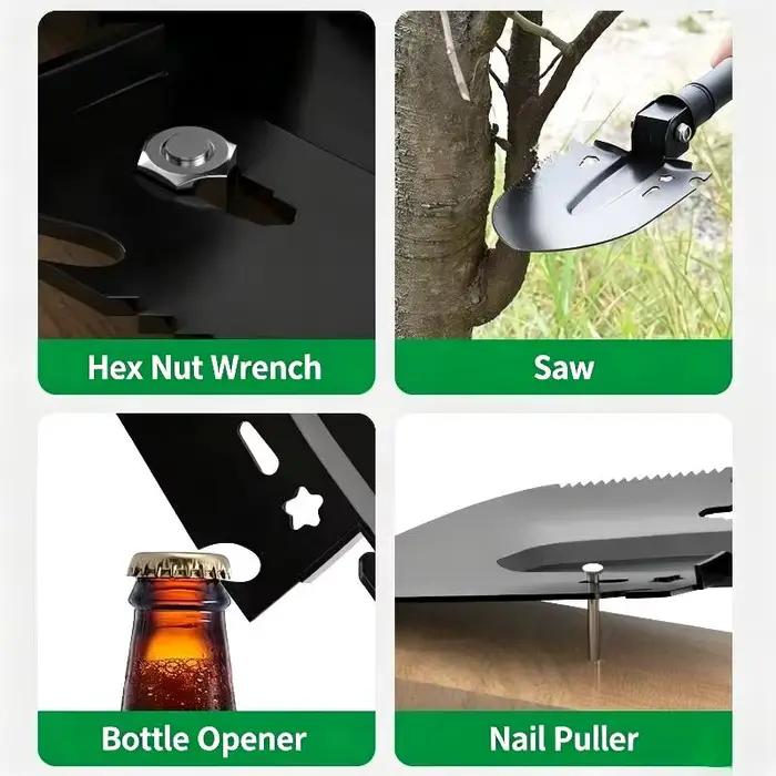 Pelle de survie multi-outils, pelle d'ingénieur portable pour la récupération en cas de catastrophe, les urgences automobiles, le camping, le creusement et le jardinage